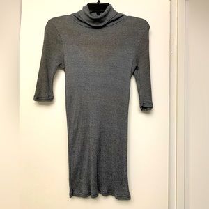 Michael Star turtleneck. One size. Shiny washable fabric. One size. Grey silver